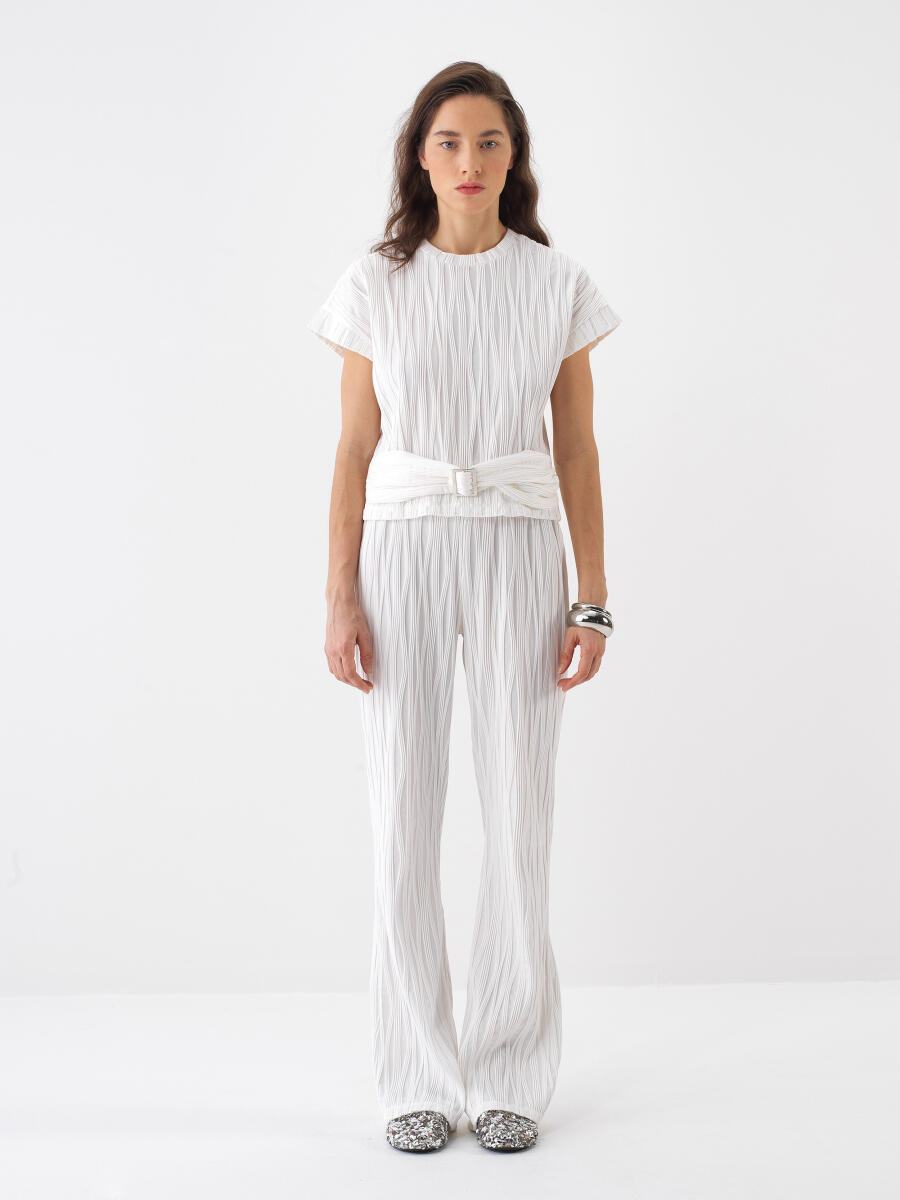 Beyaz Regular Fit Pantolon - 3