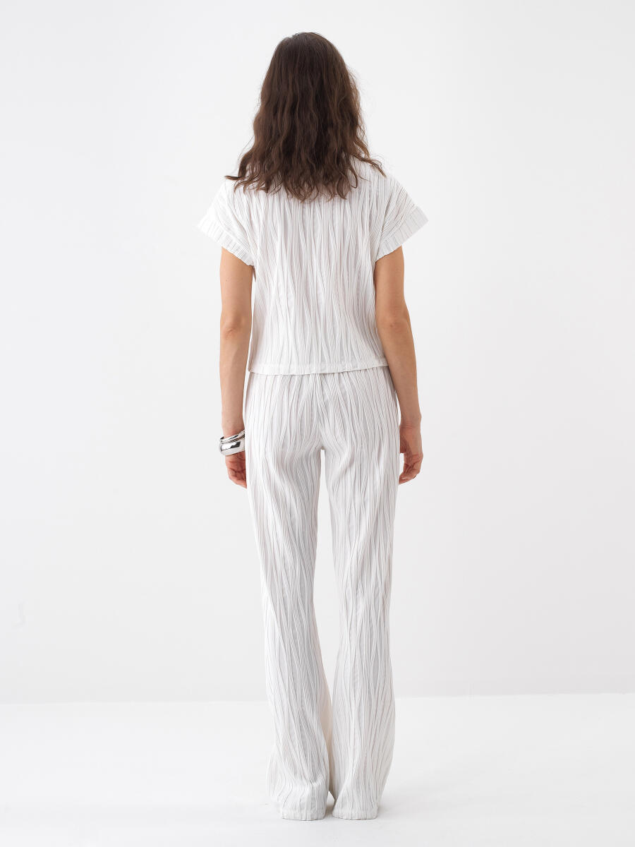Beyaz Regular Fit Pantolon - 5