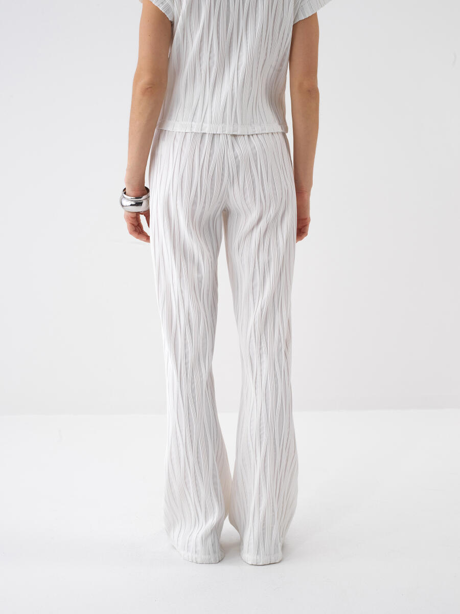 Beyaz Regular Fit Pantolon - 4