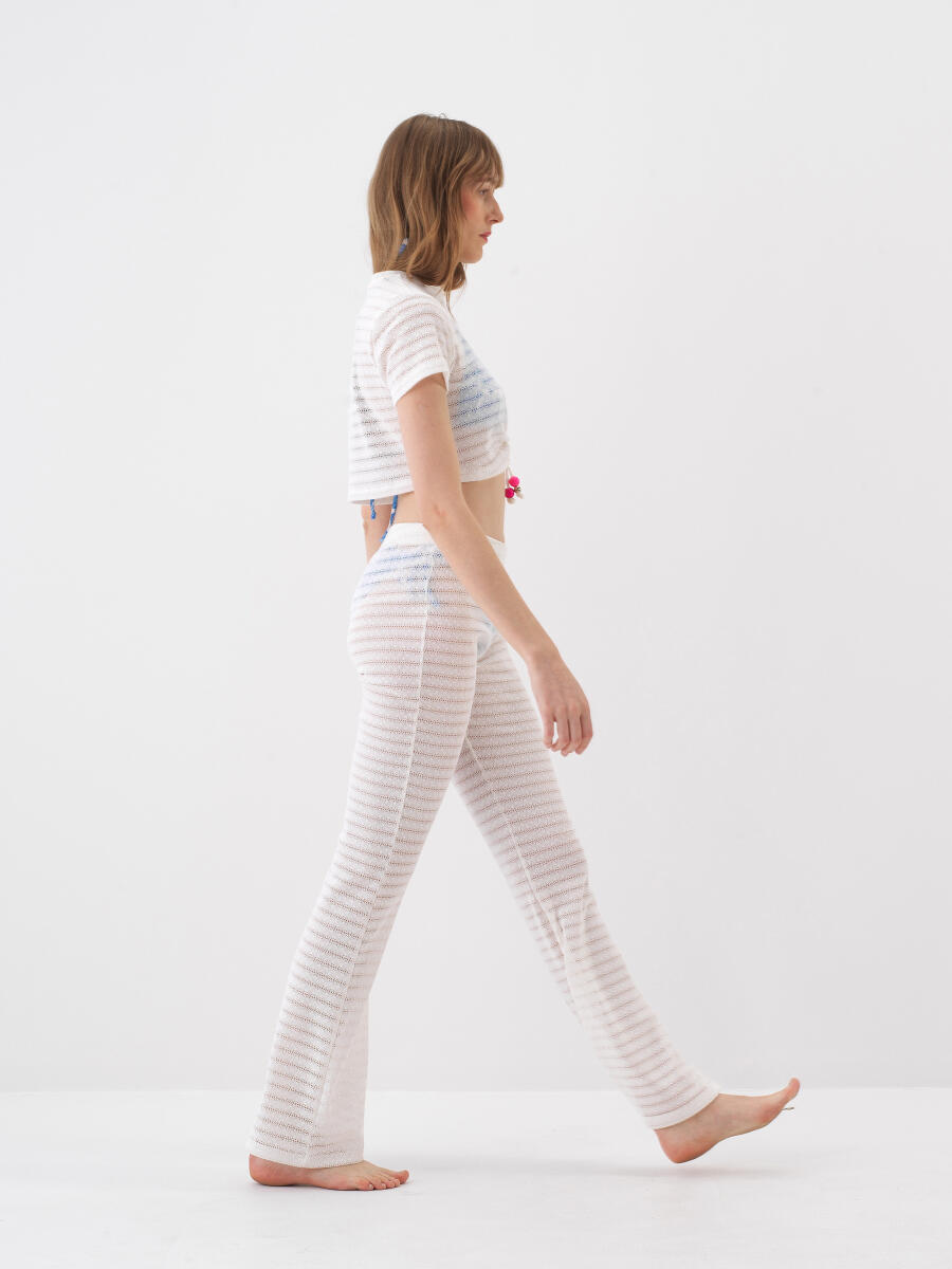 Beyaz Slim Fit Pantolon - 3