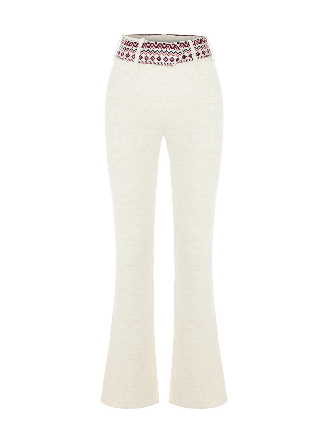 Ekru Doğal Yün Dokulu Regular Fit Pantolon - 3