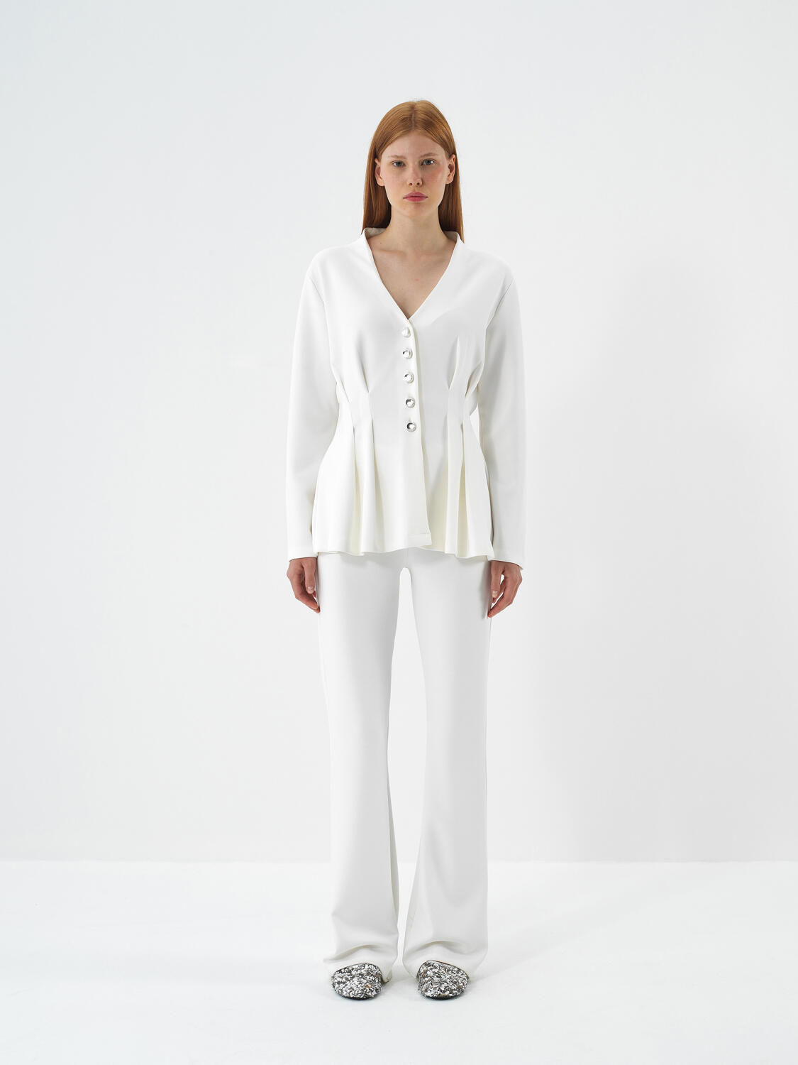 Ekru Modal Dokulu Regular Fit Pantolon - 2