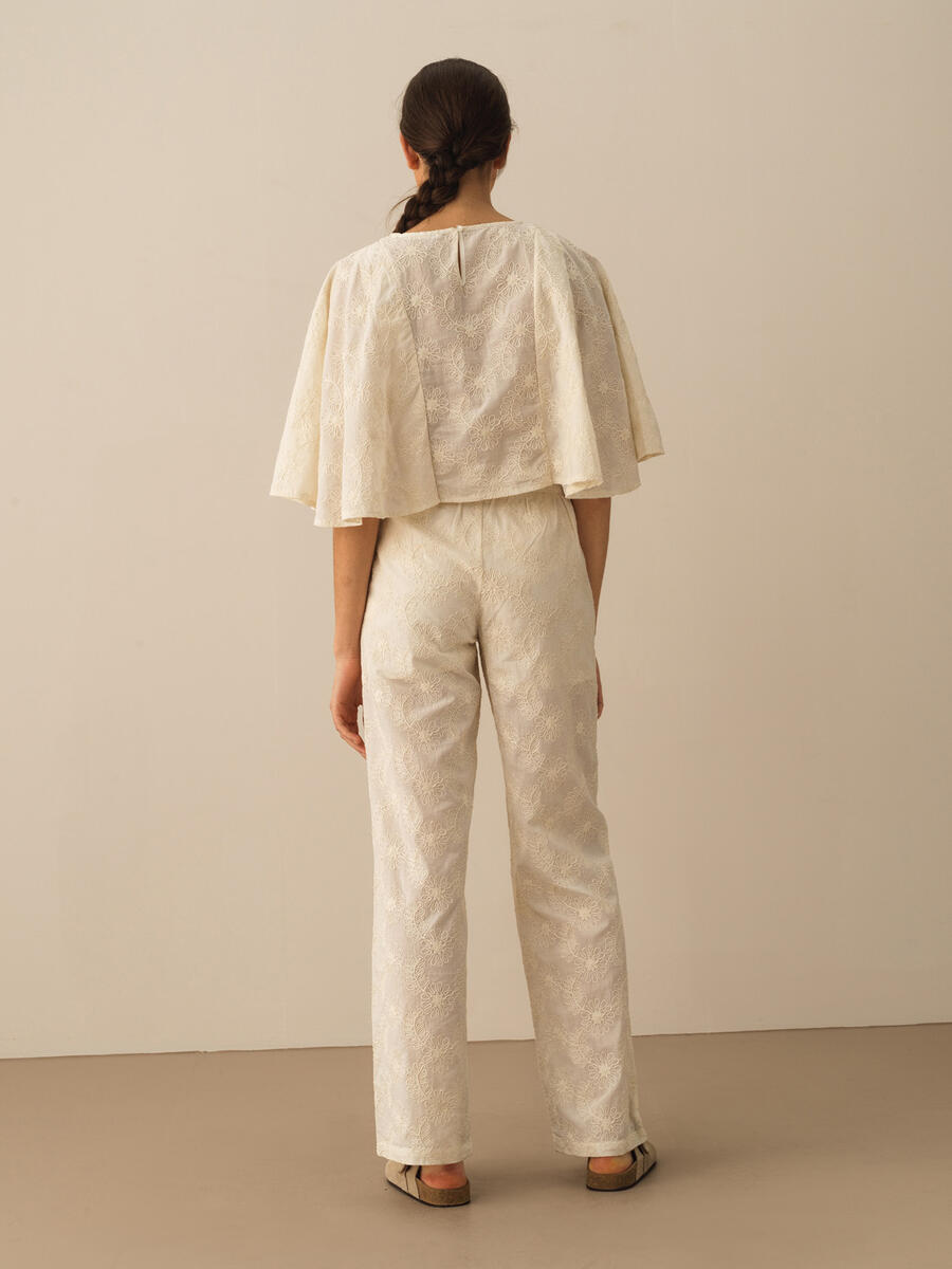 Ekru Oversize Pamuklu Pantolon - 5