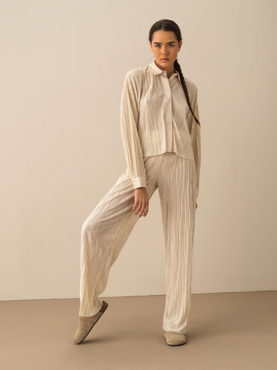 Ekru Oversize Pantolon - 2