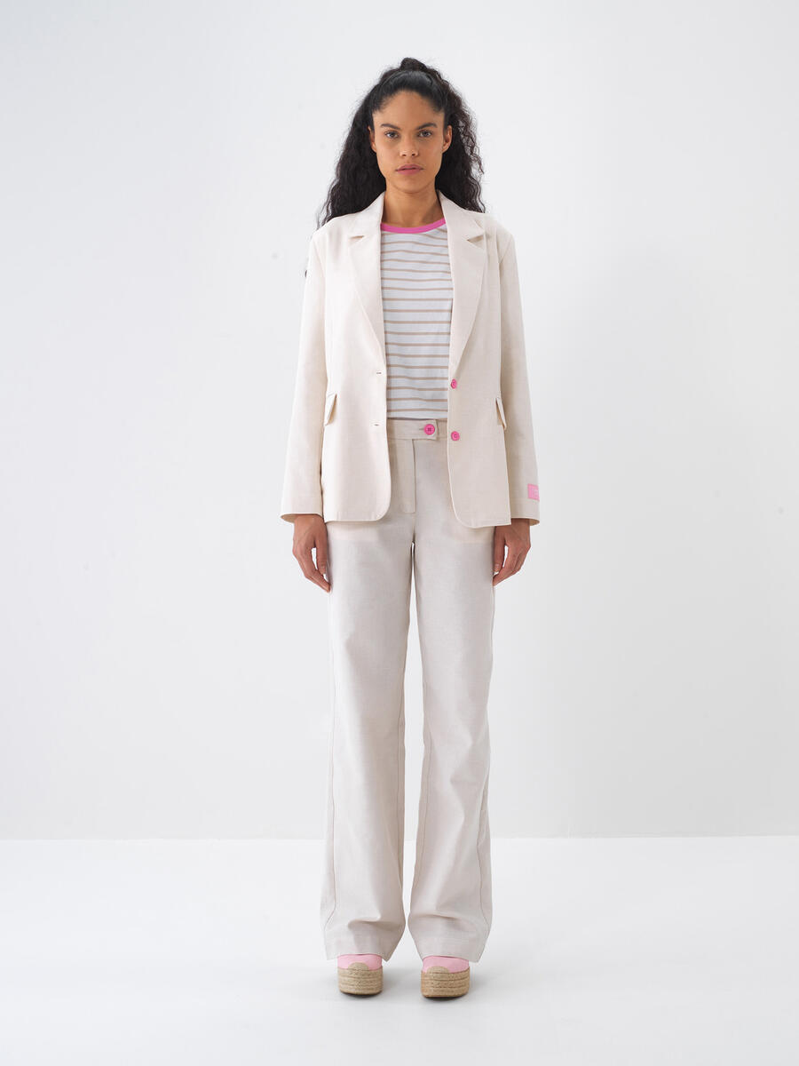 Ekru Regular Fit Keten Pantolon - 2