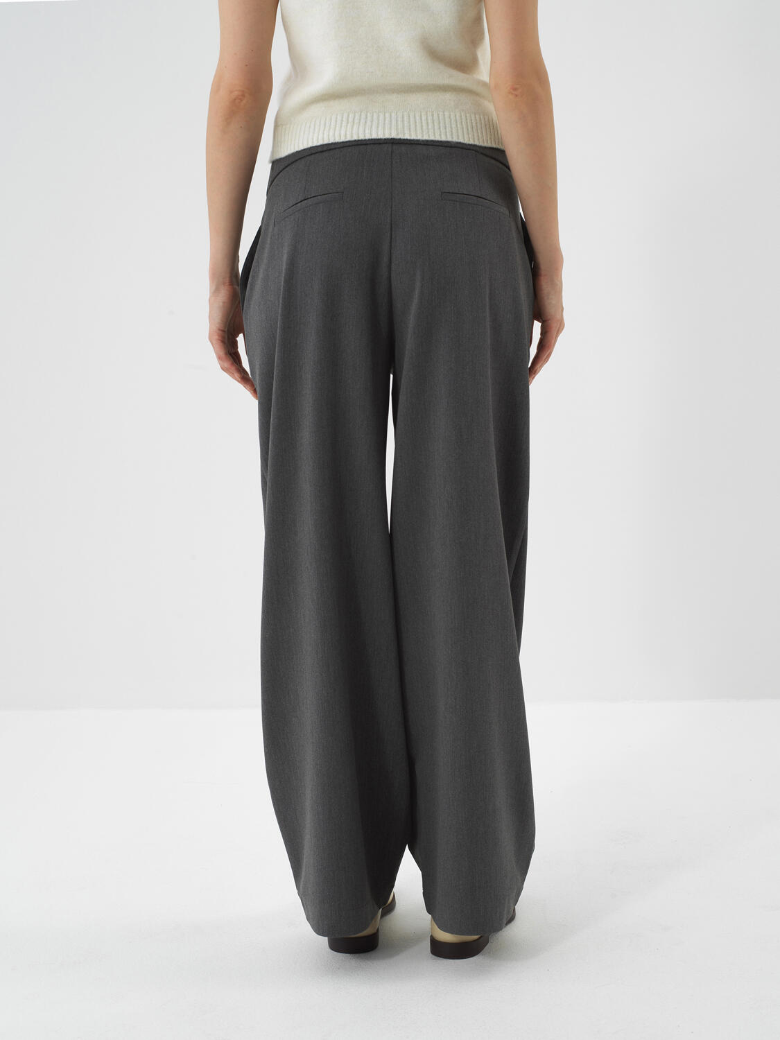 Gri Esnek Dokulu Oversize Pantolon - 5