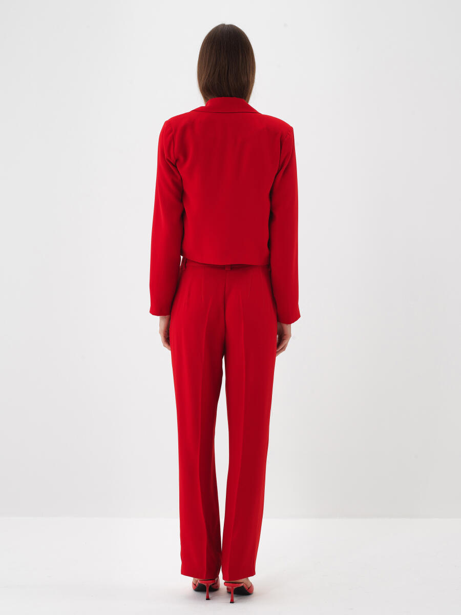 Kırmızı Formunu Koruyan Regular Fit Pantolon - 4