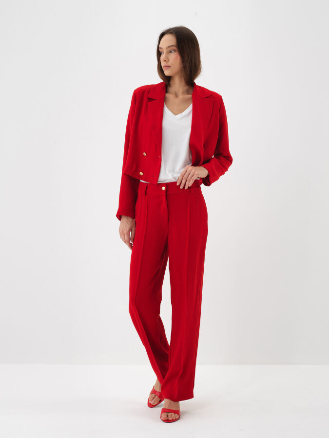 Kırmızı Formunu Koruyan Regular Fit Pantolon - Xint