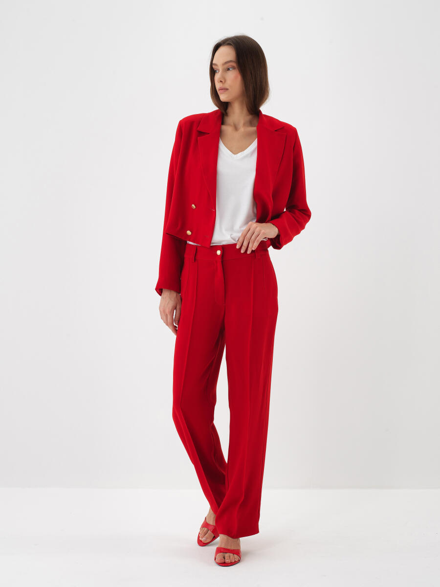 Kırmızı Formunu Koruyan Regular Fit Pantolon - 2