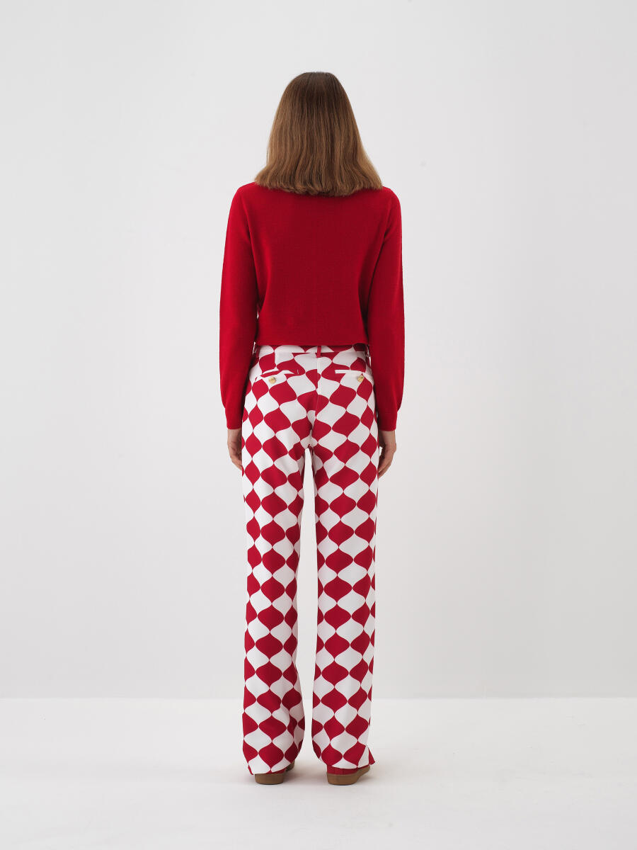 Kırmızı Formunu Koruyan Regular Fit Pantolon - 4