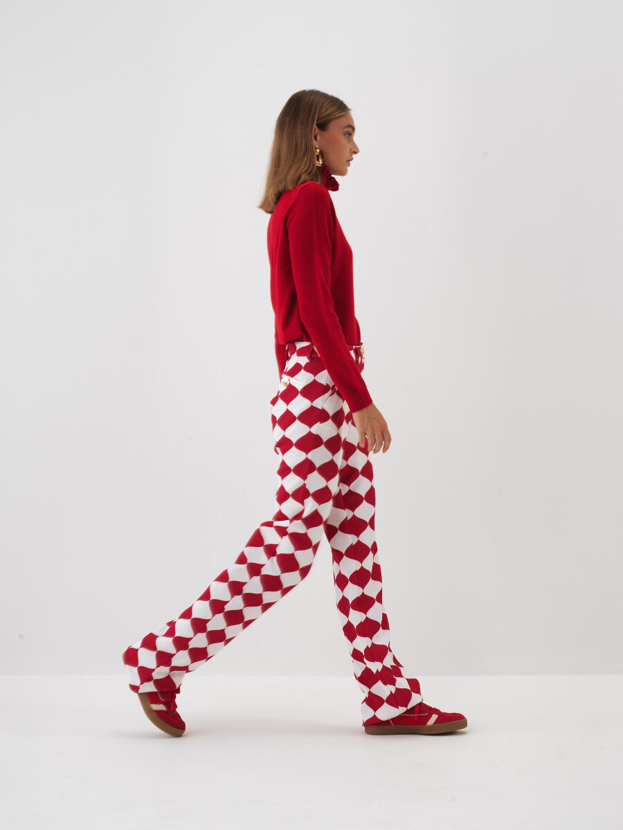 Kırmızı Formunu Koruyan Regular Fit Pantolon - 3