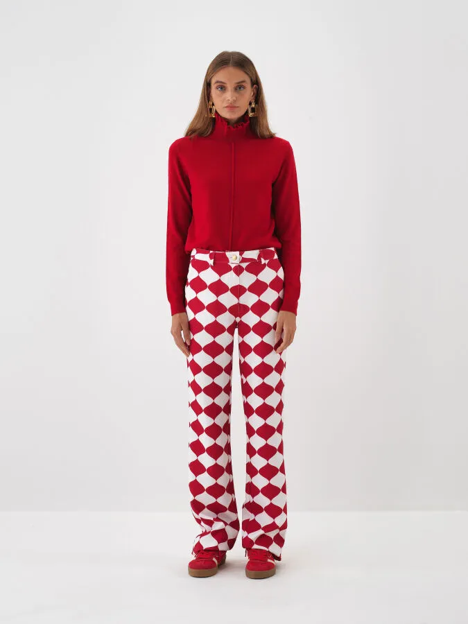 Kırmızı Formunu Koruyan Regular Fit Pantolon - Xint