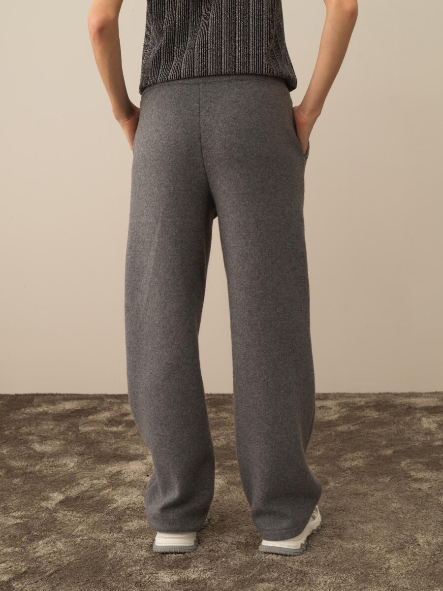 Koyu Gri Pamuk Dokulu Oversize Pantolon - 5