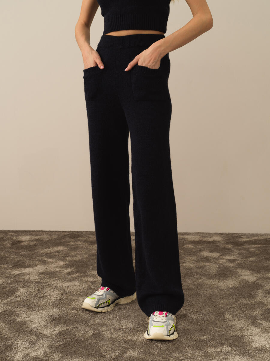 Lacivert Lüks Pamuk Dokulu Regular Fit Pantolon