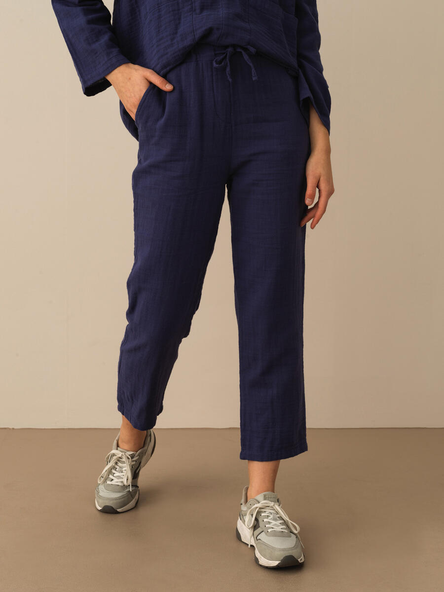 Lacivert Oversize Pamuklu Pantolon