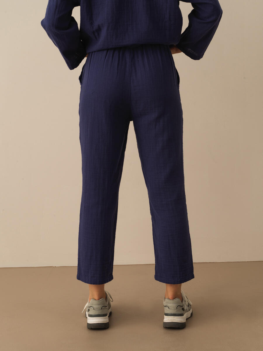 Lacivert Oversize Pamuklu Pantolon - 3