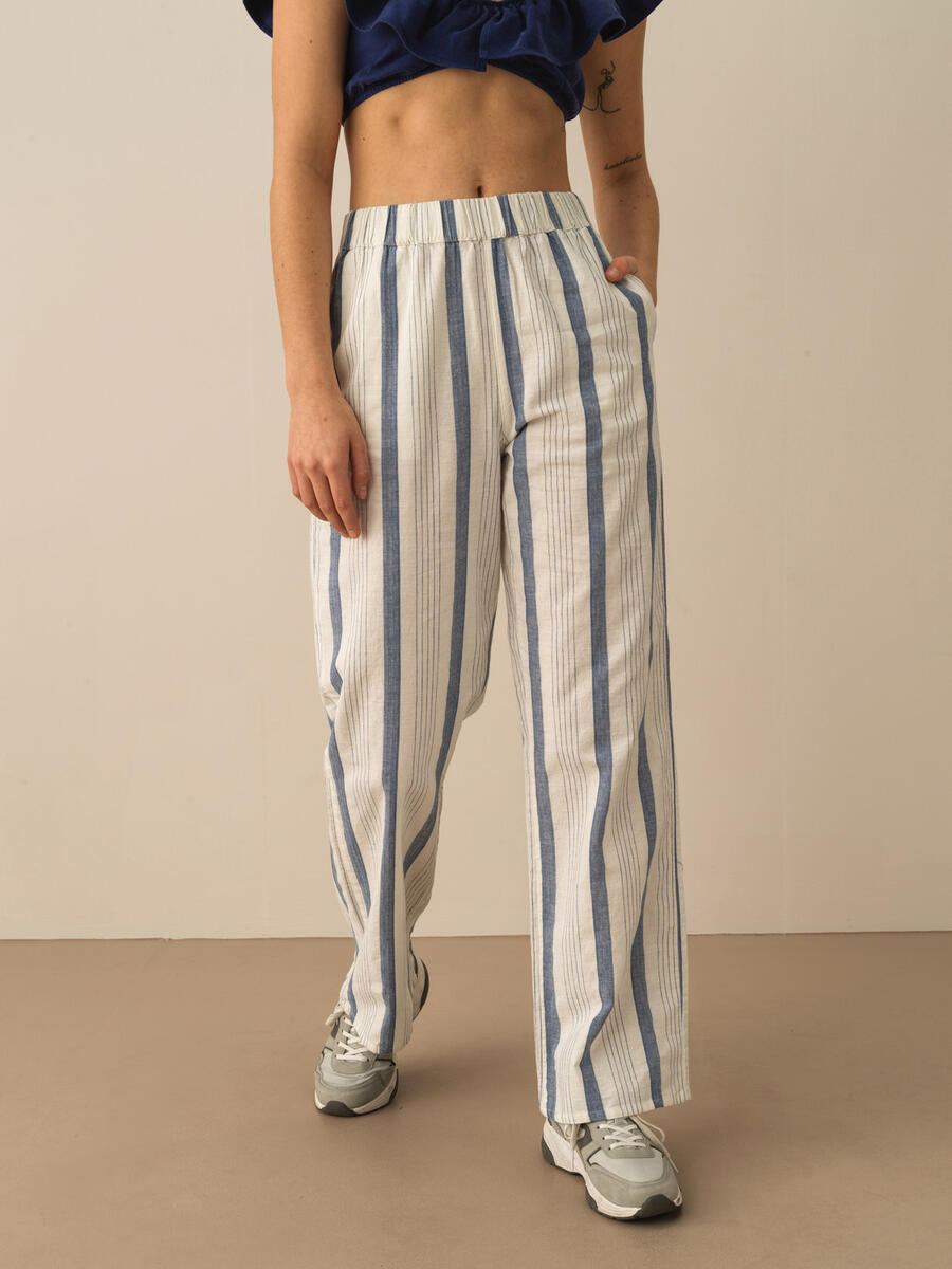Lacivert Regular Fit Keten Pantolon - 3