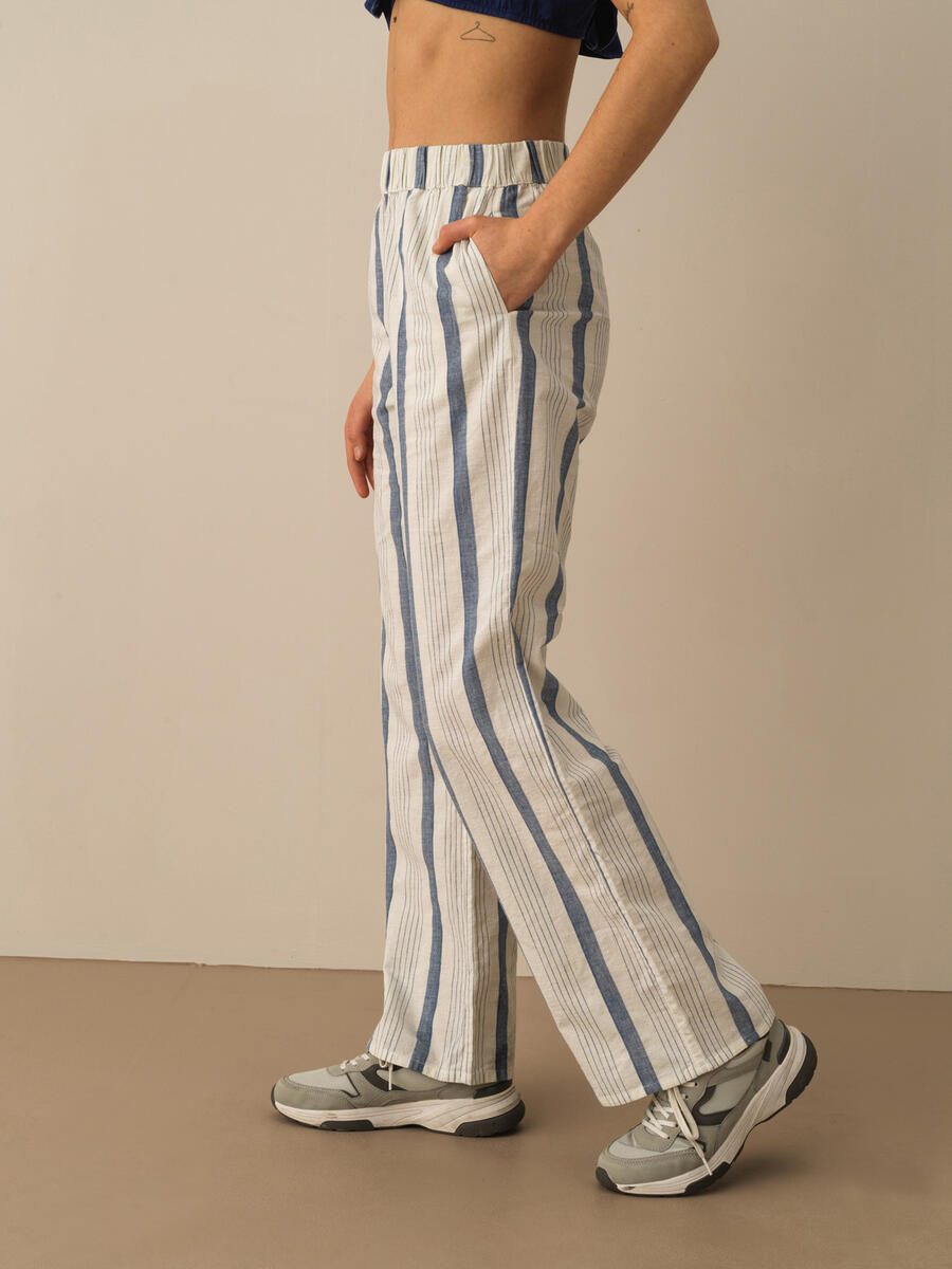Lacivert Regular Fit Keten Pantolon