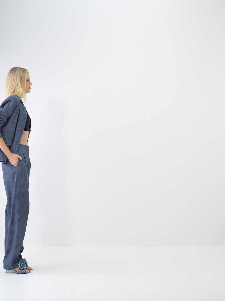 Lacivert Regular Fit Keten Pantolon