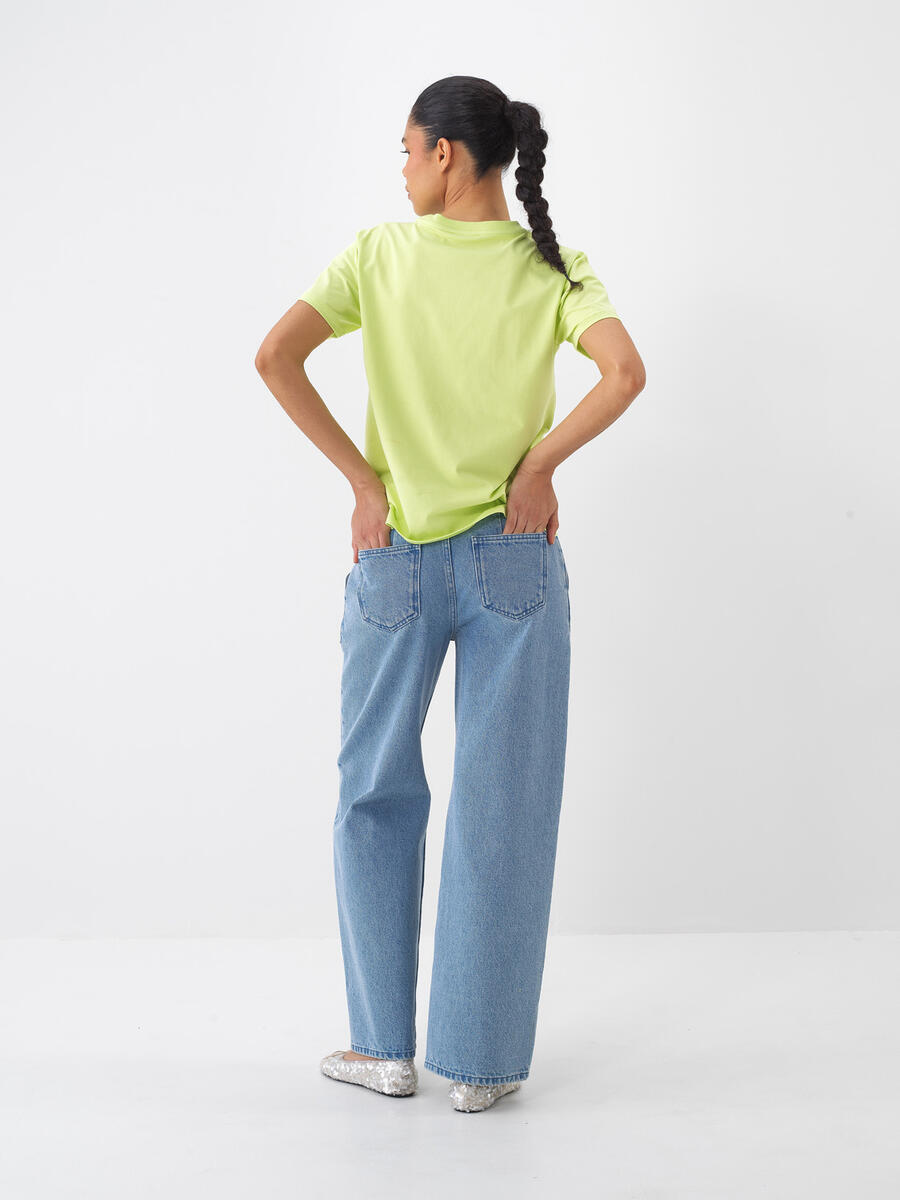 Mavi Oversize Pamuklu Denim Pantolon - 4