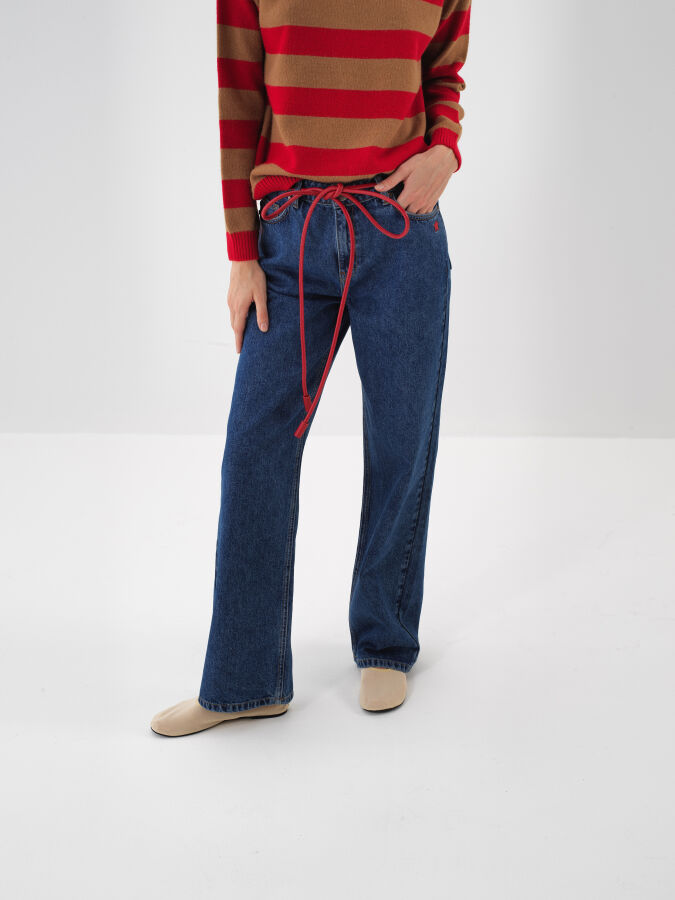 Mavi Pamuk Dokulu Regular Fit Pantolon - Xint