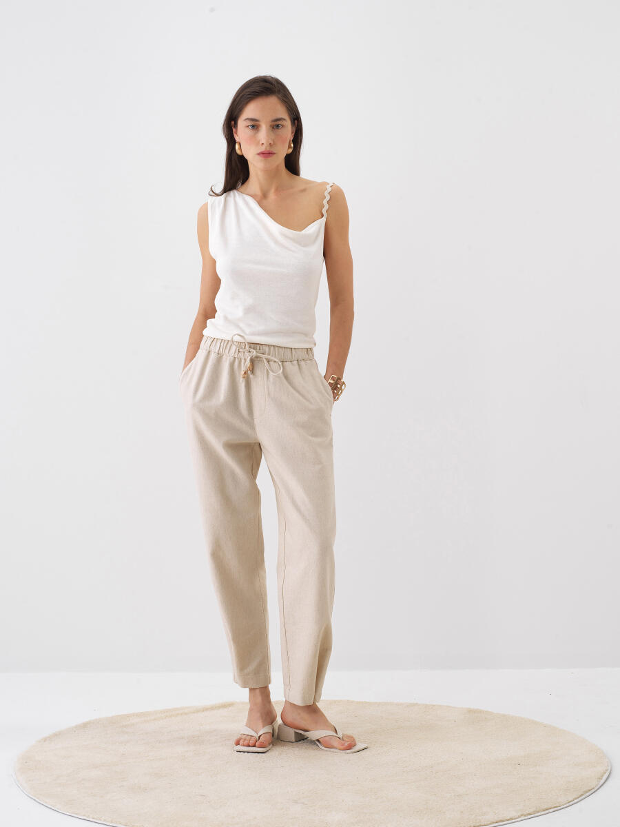 Naturel Oversize Keten Pantolon - 2