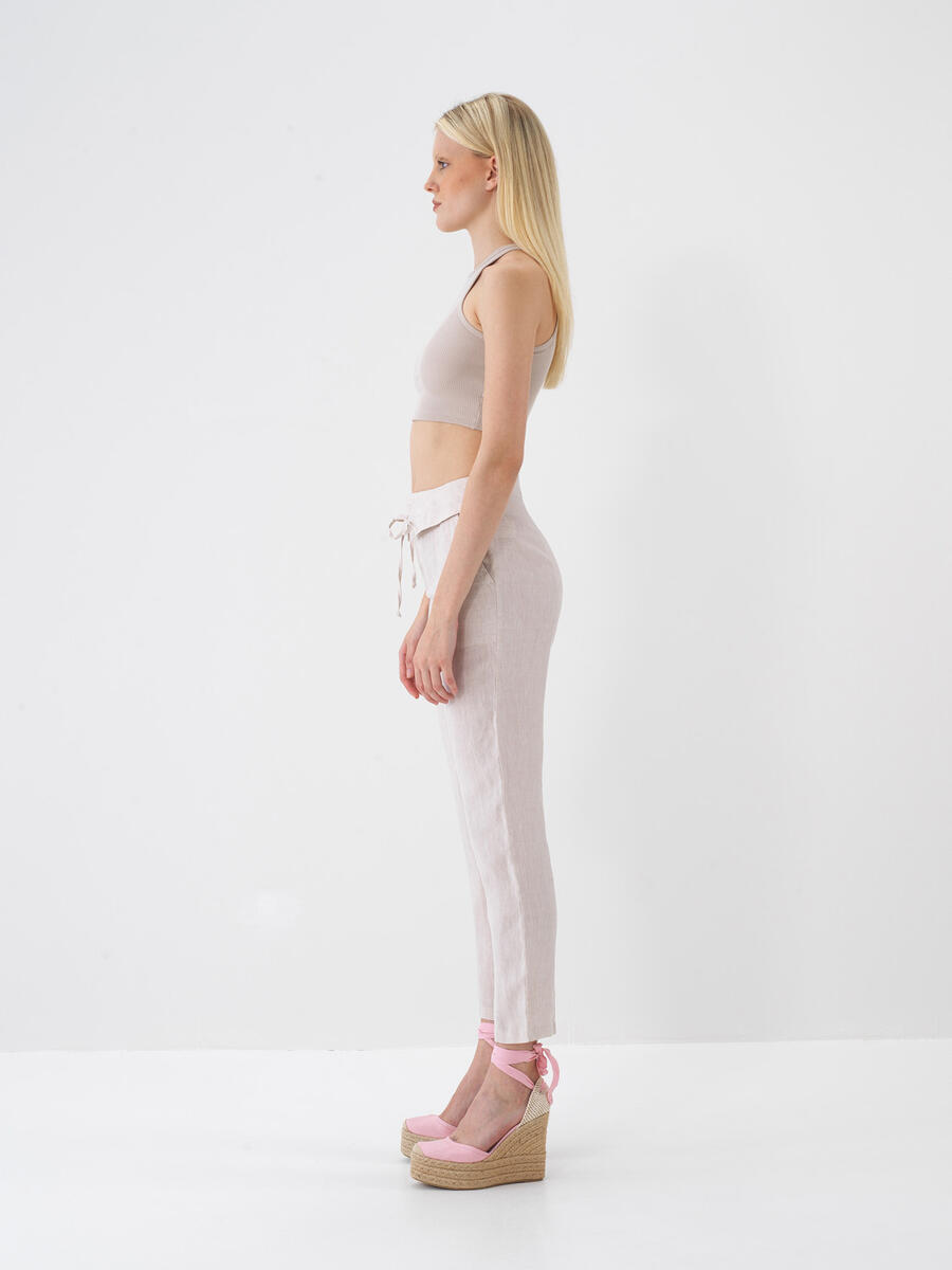Naturel Regular Fit Keten Pantolon - 4