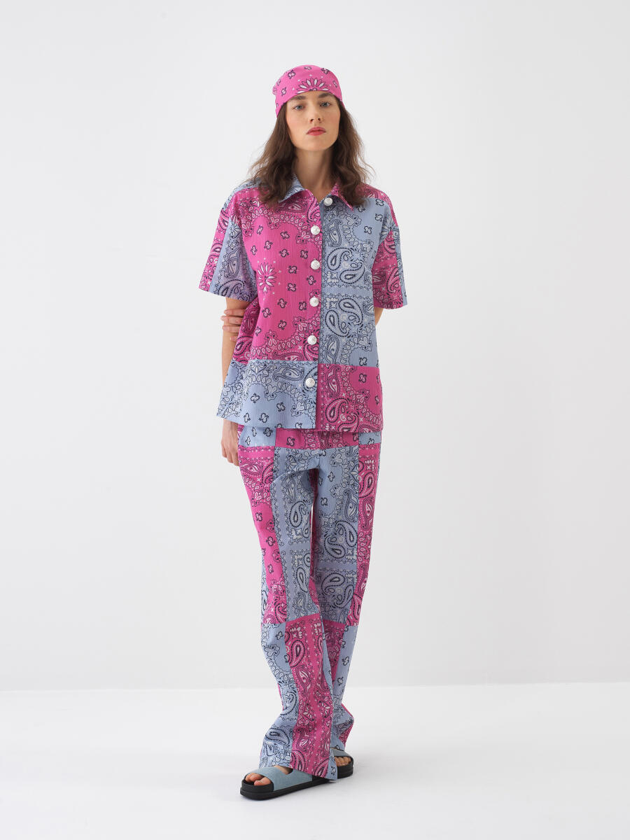 Pembe Oversize Pamuklu Pantolon - 2