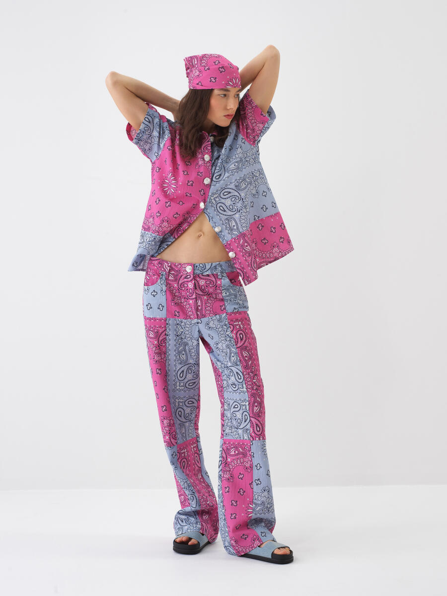 Pembe Oversize Pamuklu Pantolon - 4