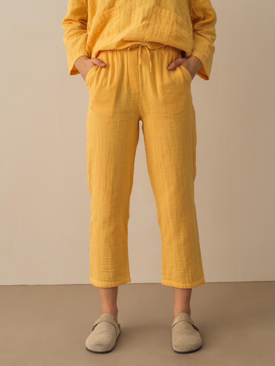 Sarı Oversize Pamuklu Pantolon
