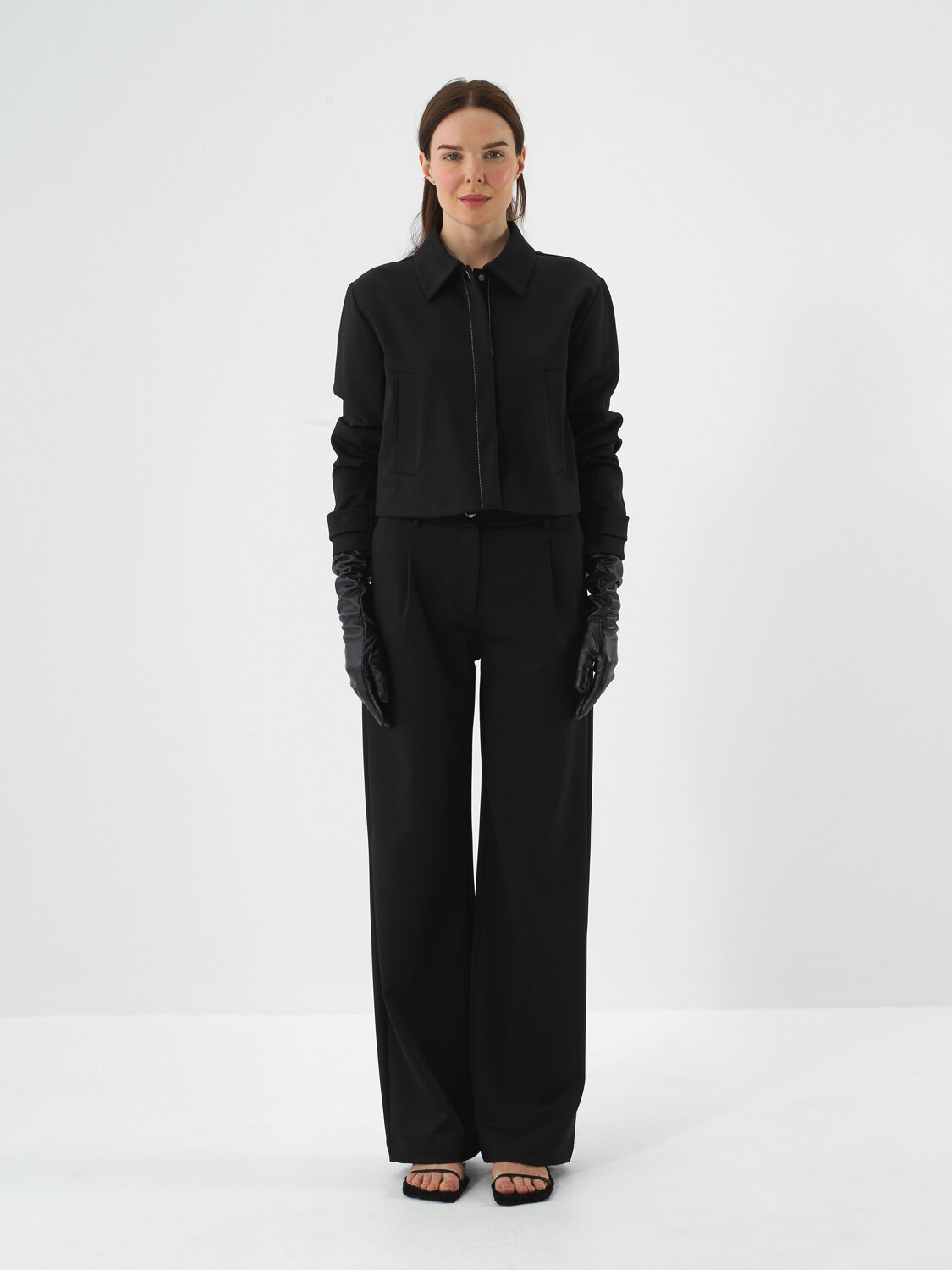 Siyah Esnek Dokulu Oversize Pantolon - Xint