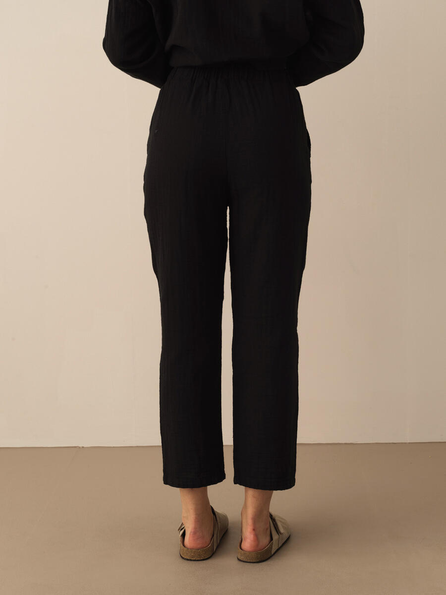 Siyah Oversize Pamuklu Pantolon - 3