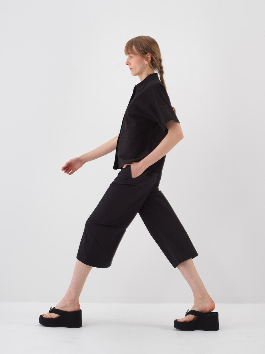 Siyah Oversize Pamuklu Pantolon - 3