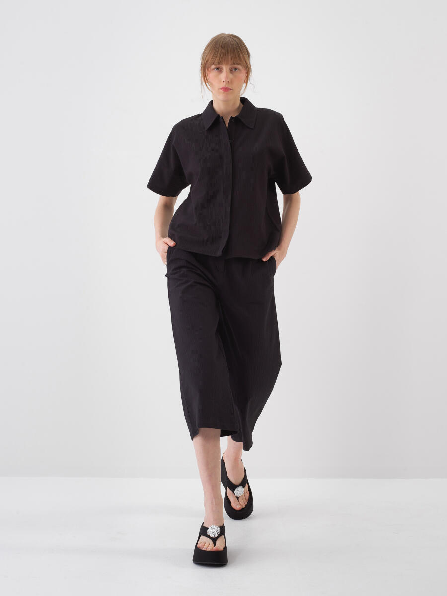 Siyah Oversize Pamuklu Pantolon - 2