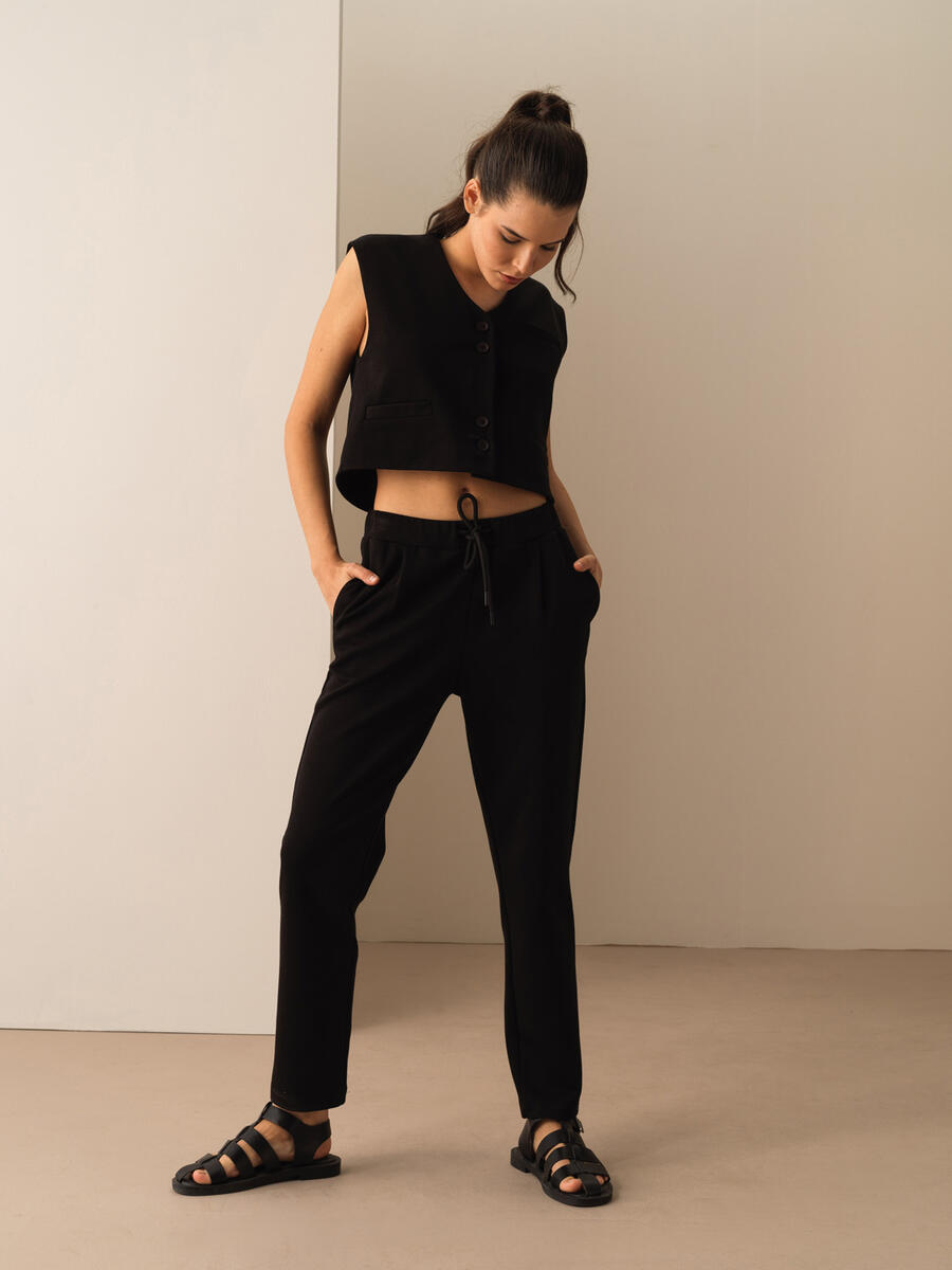 Siyah Regular Fit Pamuklu Pantolon - 2