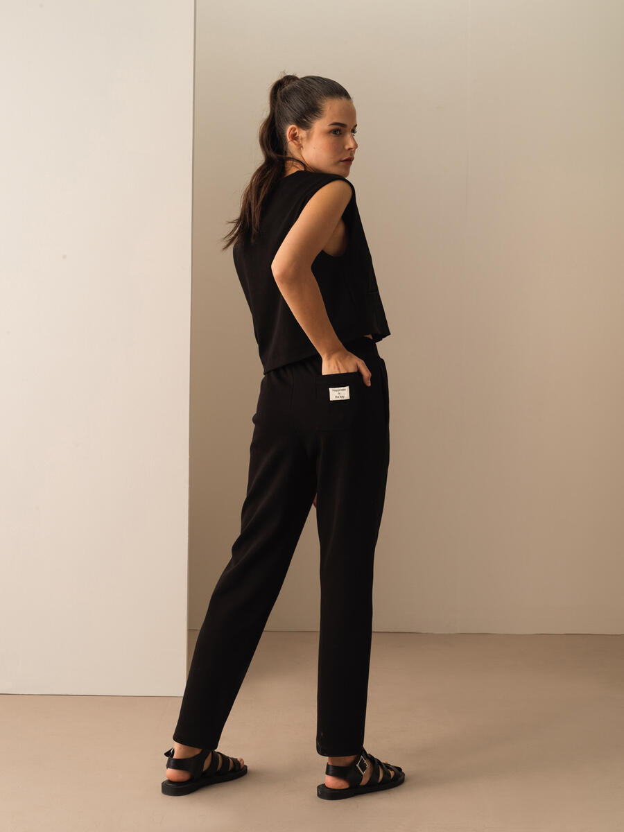 Siyah Regular Fit Pamuklu Pantolon - 4