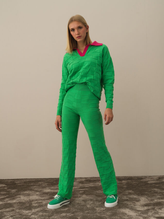 Yeşil Formunu Koruyan Oversize Pantolon - Xint