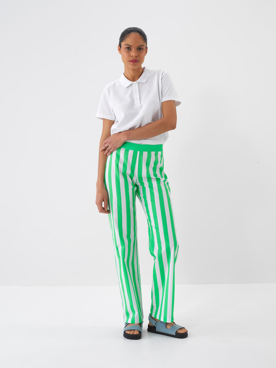 Yeşil Regular Fit Pamuklu Pantolon