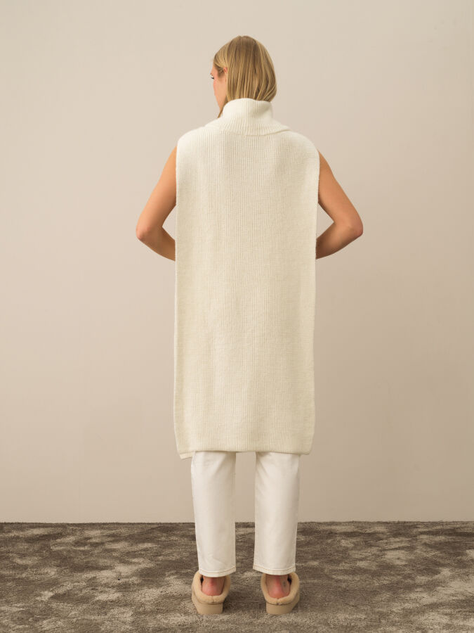 Ekru Doğal Yün Dokulu Regular Fit Pelerin - Xint