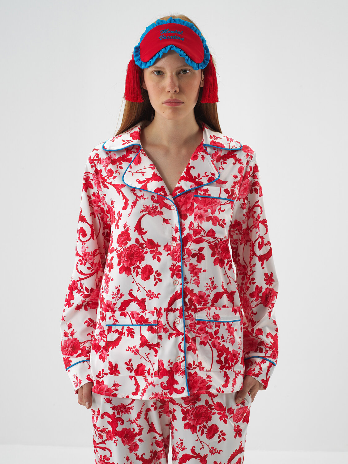 Kırmızı İpeksi Saten Regular Fit Pijama Seti - Xint