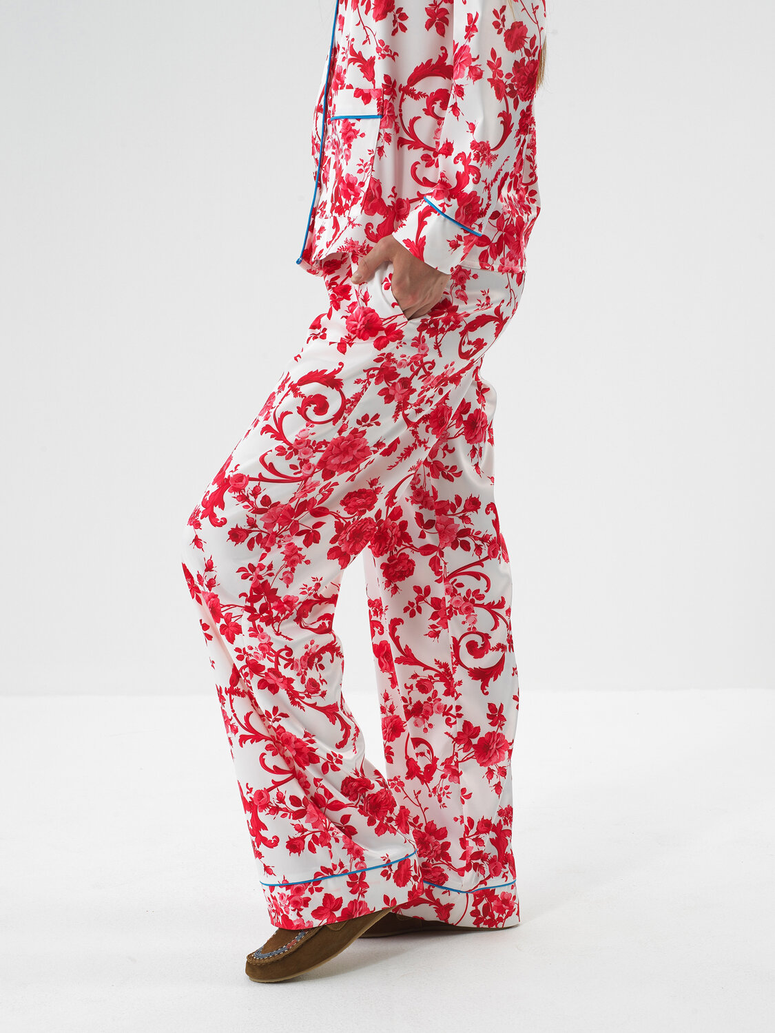 Kırmızı İpeksi Saten Regular Fit Pijama Seti - Xint