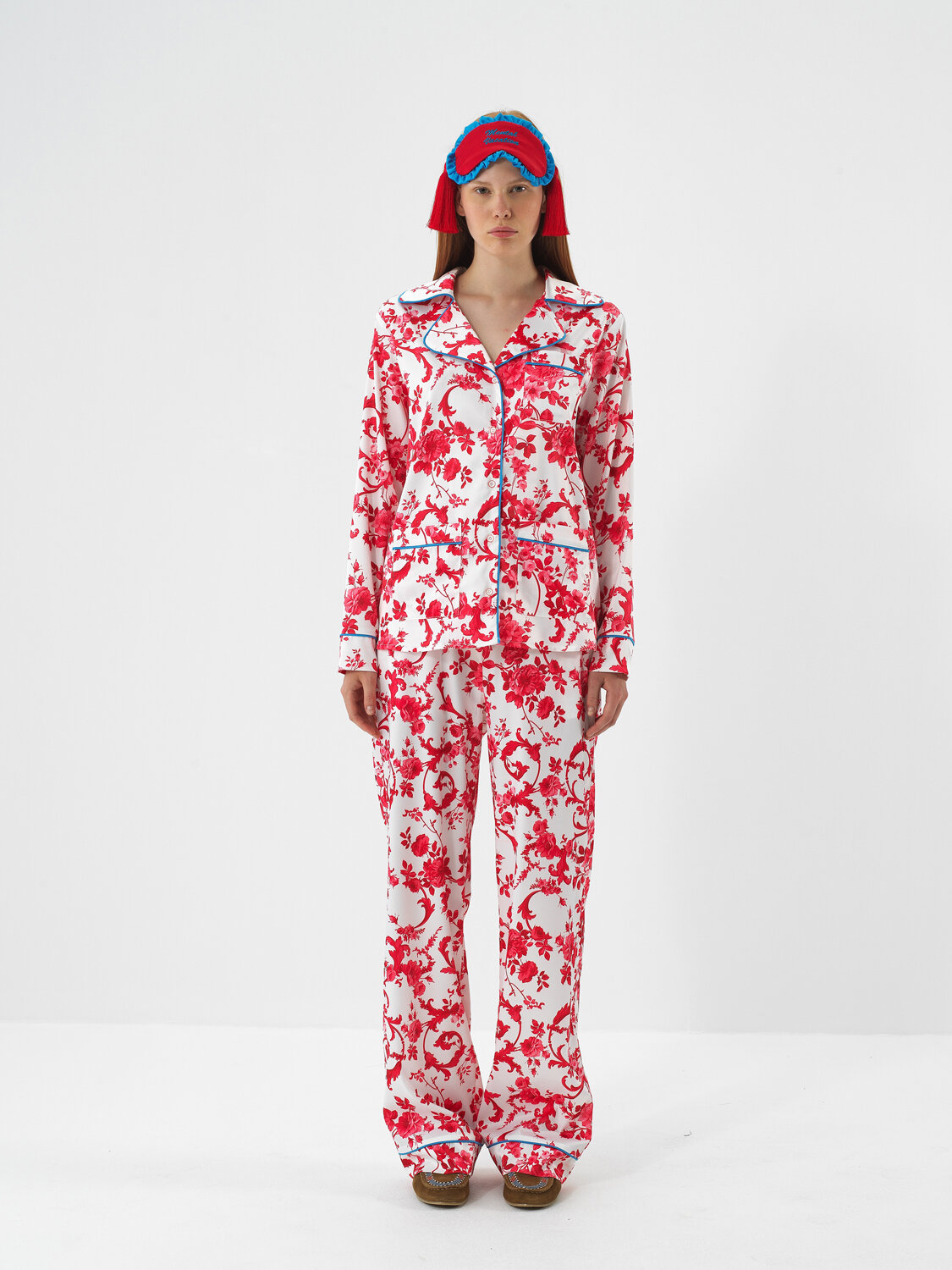 Kırmızı İpeksi Saten Regular Fit Pijama Seti - Xint