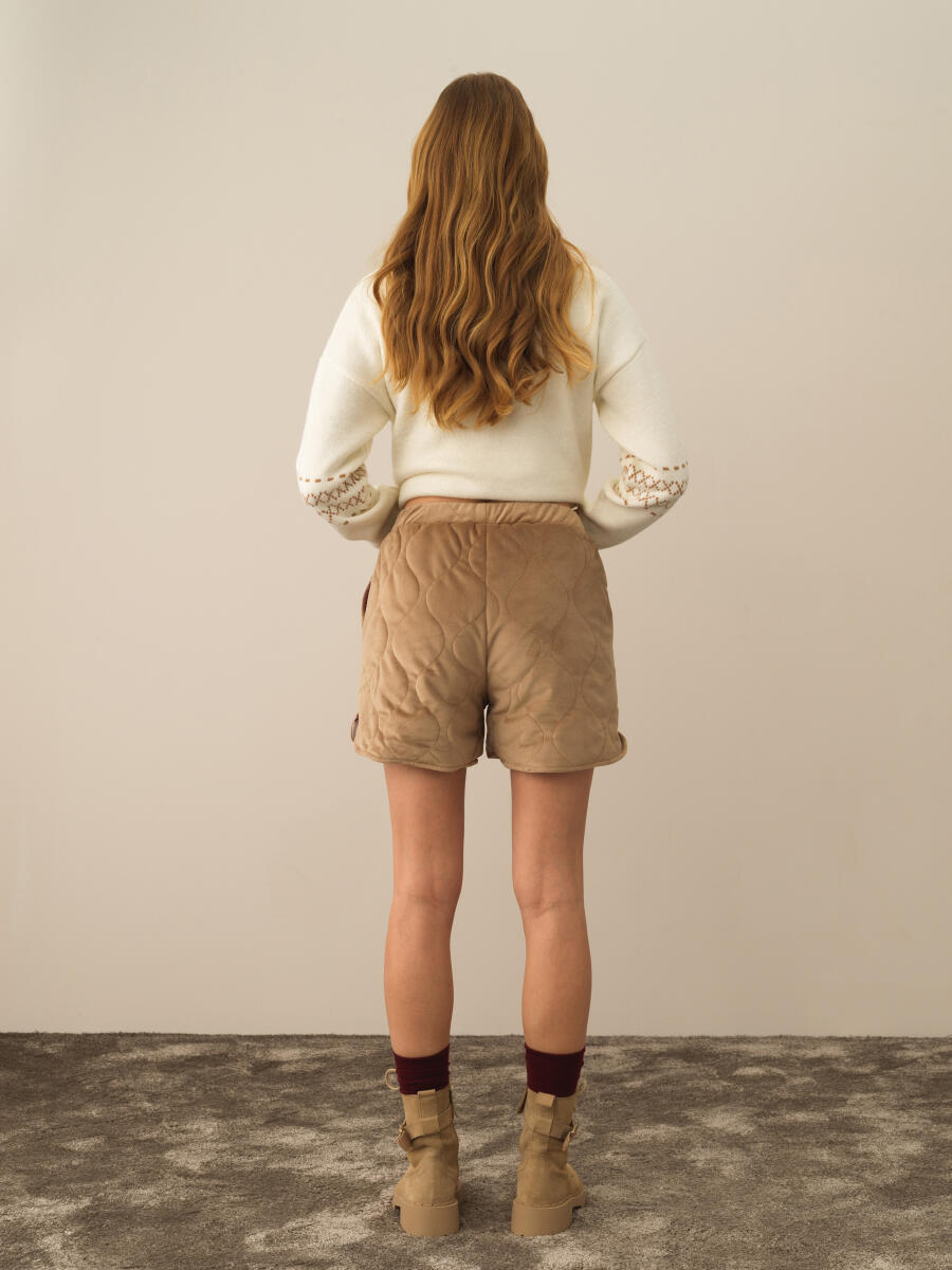 Camel Esnek Dokulu Regular Fit Şort - 5