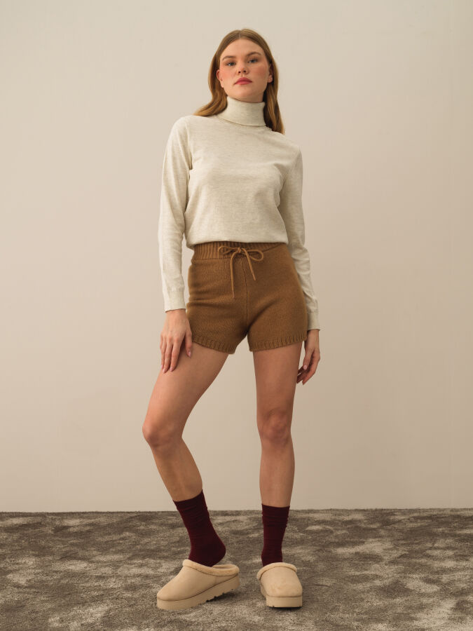 Camel Lüks Pamuk Dokulu Regular Fit Şort - Xint