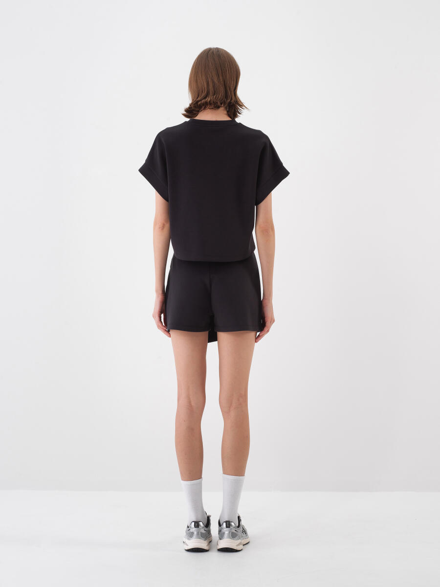 Siyah Oversize Modal Şort Etek - 5