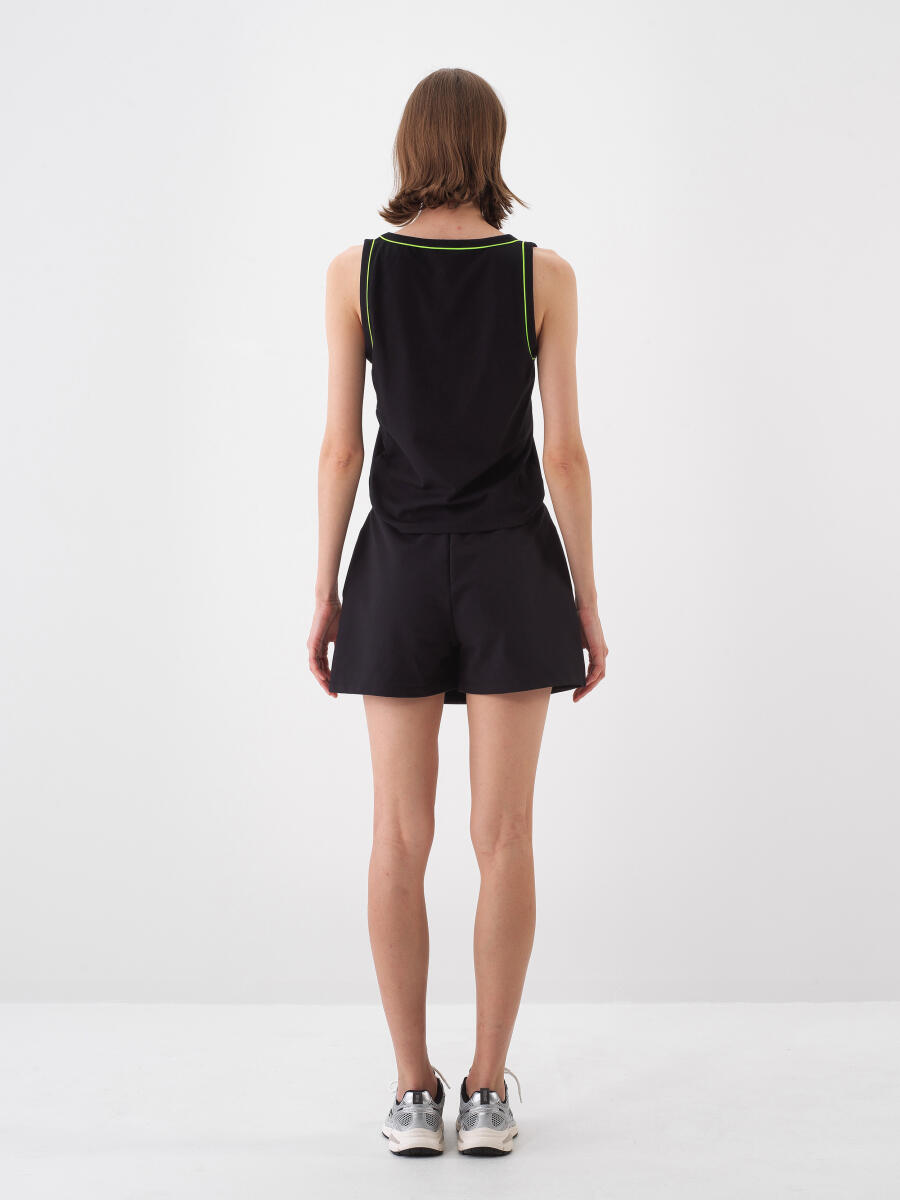 Siyah Regular Fit Pamuklu Şort Etek - 5