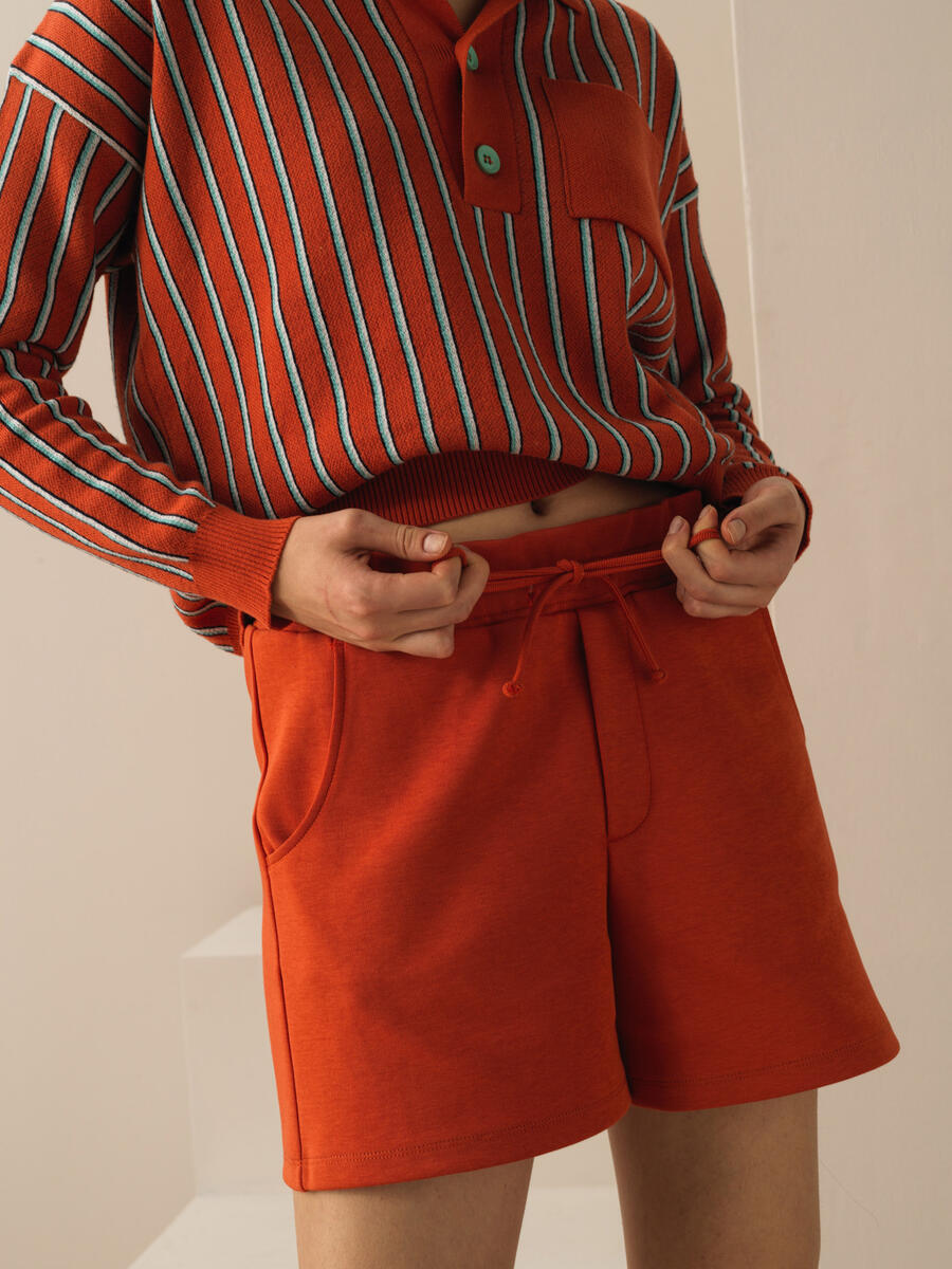 Kiremit Rengi Regular Fit Pamuklu Şort