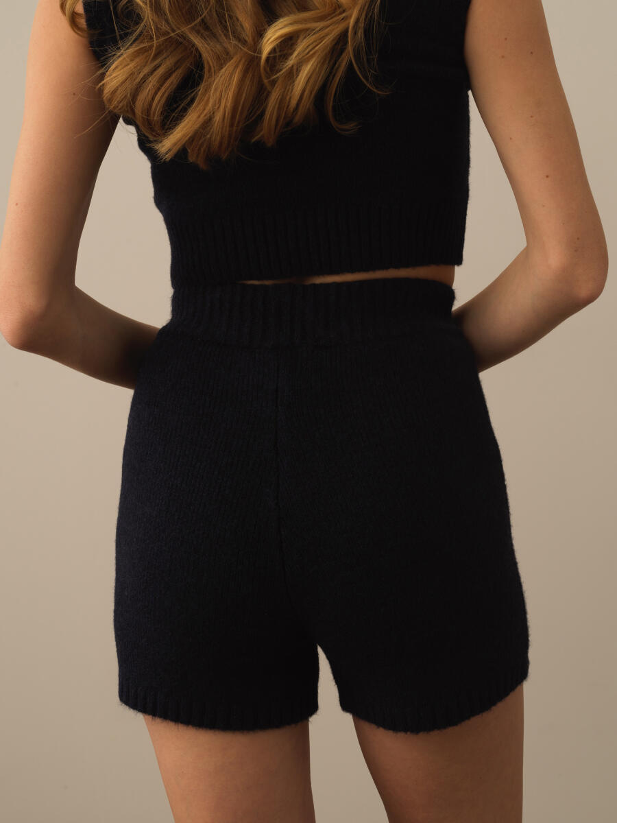 Lacivert Lüks Pamuk Dokulu Regular Fit Şort - 3