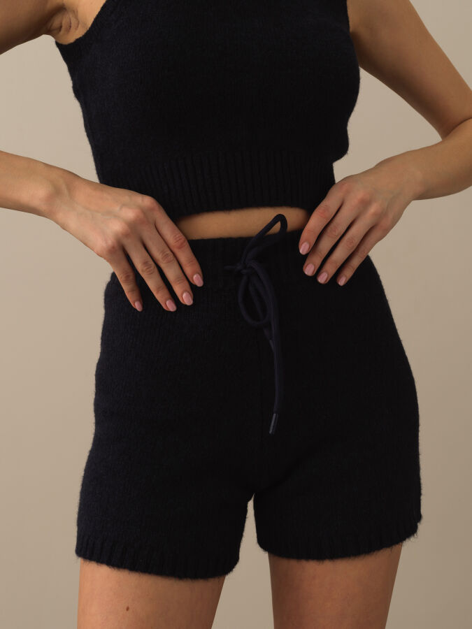 Lacivert Lüks Pamuk Dokulu Regular Fit Şort - Xint