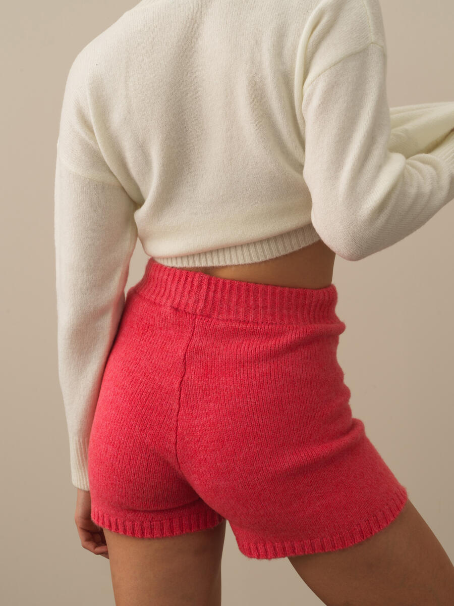 Pembe Lüks Pamuk Dokulu Regular Fit Şort - 3